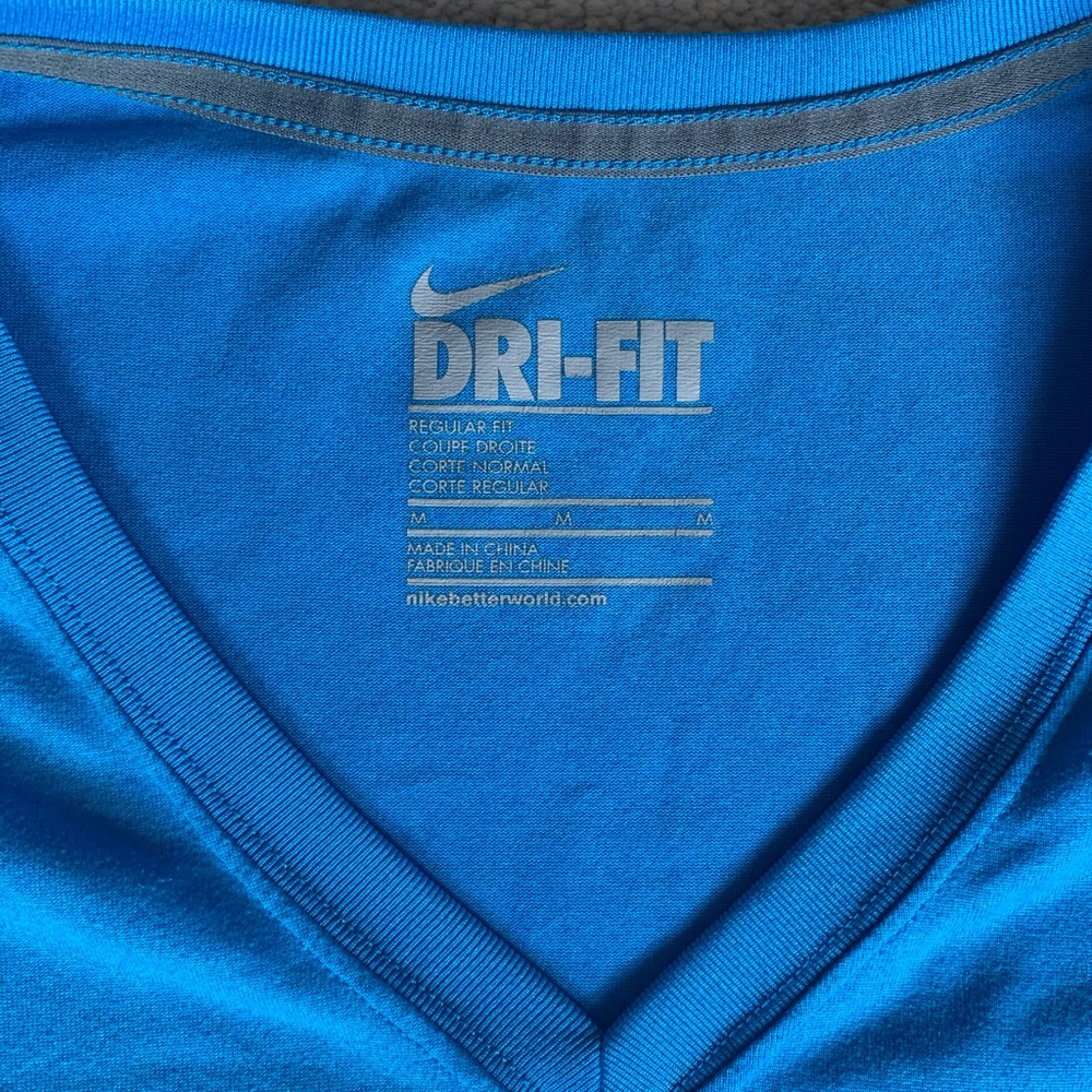 Nike dry-fit electric blue v-neck tee shirt
